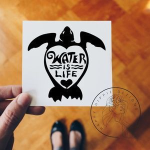 Water Is Life Turtle Vinyl Decal